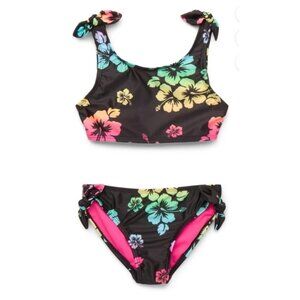 Wonder Nation Girls Bathing Suit X-Large 14/16 Bow Bikini Swimsuit Set UPF 50+